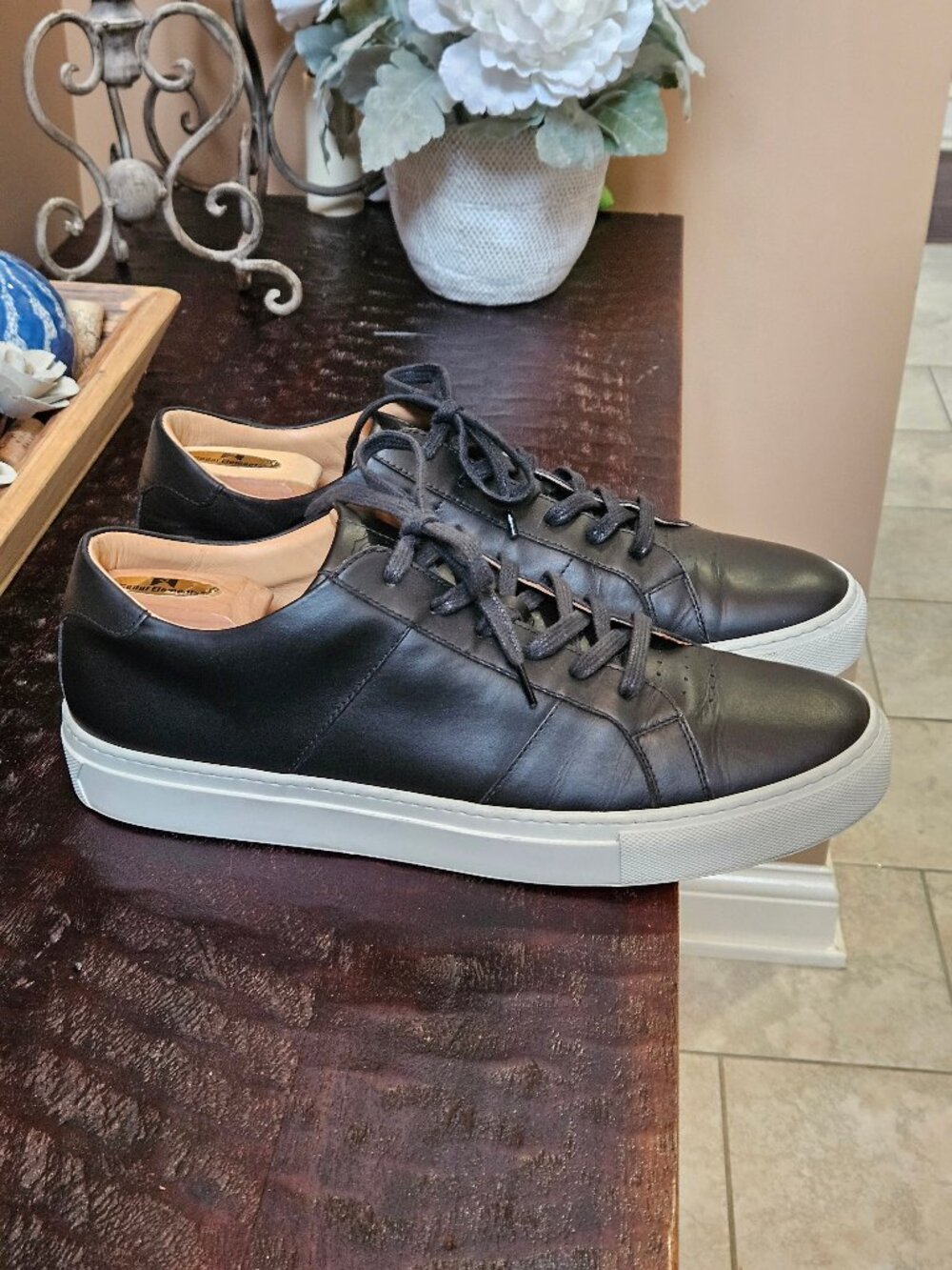 GREATS Men's Royale Leather Sneakers, Black, Sz 13